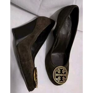 Tory Burch Brown Wedges with Gold Logo
